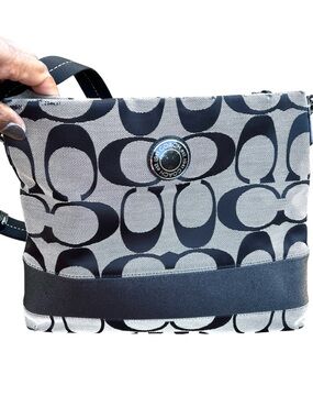 Coach Signature Black and Cream Crossbody Bag